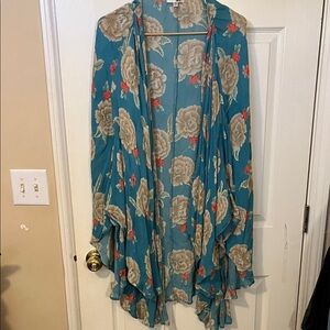 Amuse Society Teal Floral Kimono